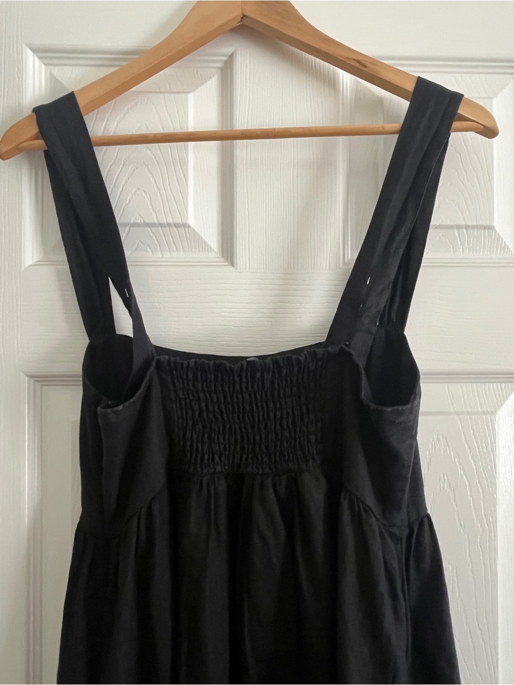 J. Crew Linen Black Sleeveless Square-Neck Midi Dress - Picture 3 of 5